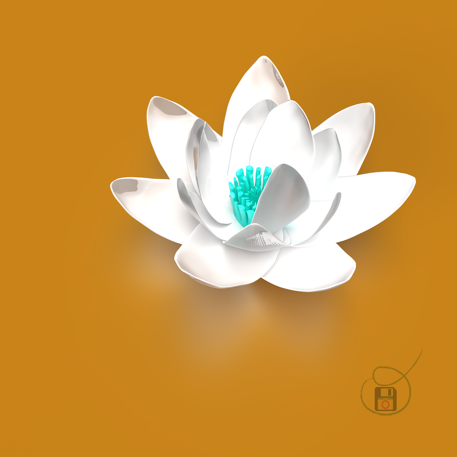 Artwork ‘FRACTAL LOTUS 5’ by obxium, depicts a luxuriously patterned lotus flower in 3D