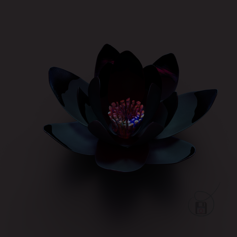 ‘FRACTAL LOTUS 8’ by obxium depicts a lotus flower in 3 dimensions with generated style transferred texturing