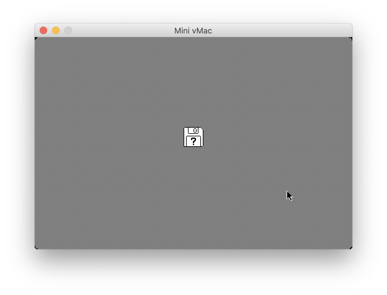 Screenshot of vMac Mini Macintosh emulator startup