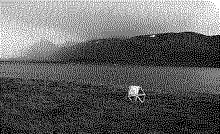 Dithered photograph: Cairn on open land, by N55