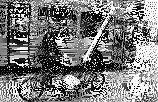 Dithered photograph: Seed rocket on a cargo bike, by N55